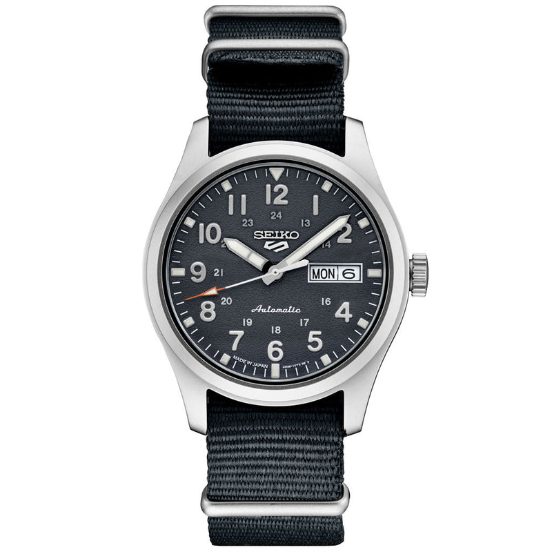 Seiko 5 Sports 24-Jewel Automatic Watch with Grey Textured Dial #SRPG31