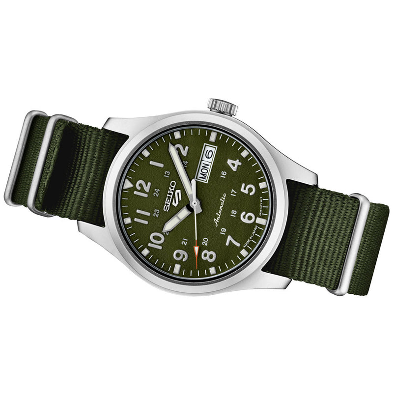 Seiko 5 Sports 24-Jewel Automatic Watch with Green Textured Dial  #SRPG33