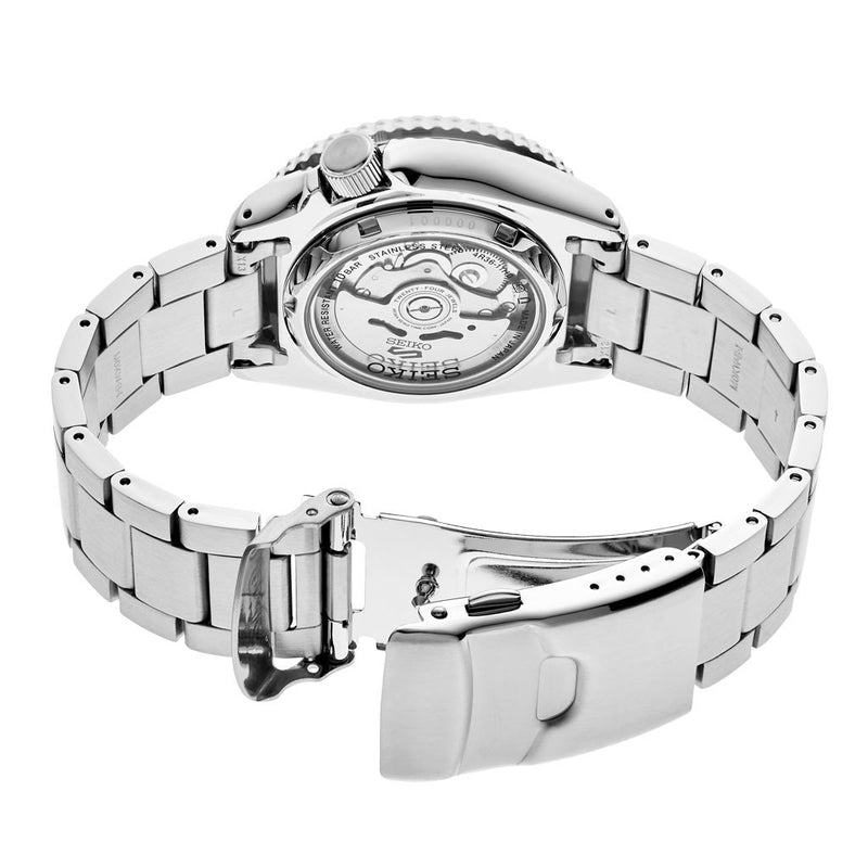 Seiko 5 Sports 24-Jewel Automatic Watch with Textured White Dial and SS Bracelet #SRPG47