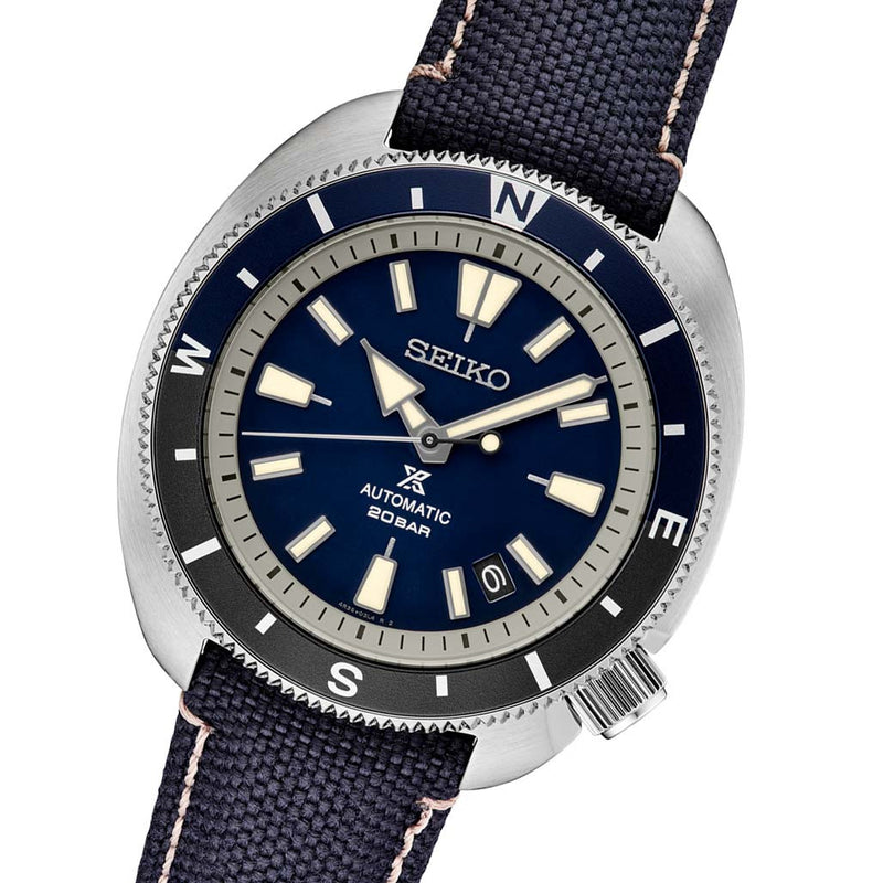 Seiko Prospex Automatic Dive Watch with Blue Dial and Blue Canvas Strap #SRPG15