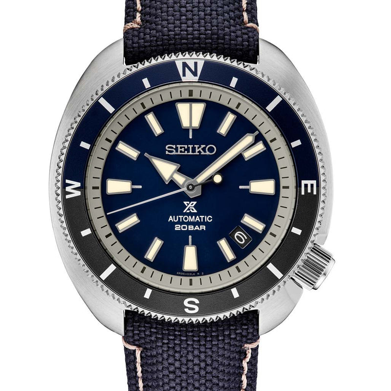Seiko Prospex Automatic Dive Watch with Blue Dial and Blue Canvas Strap #SRPG15