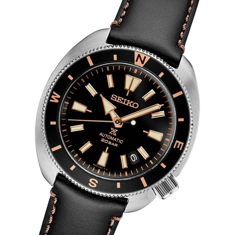 Seiko Prospex Automatic Dive Watch with Black Dial and Black Leather Strap #SRPG17