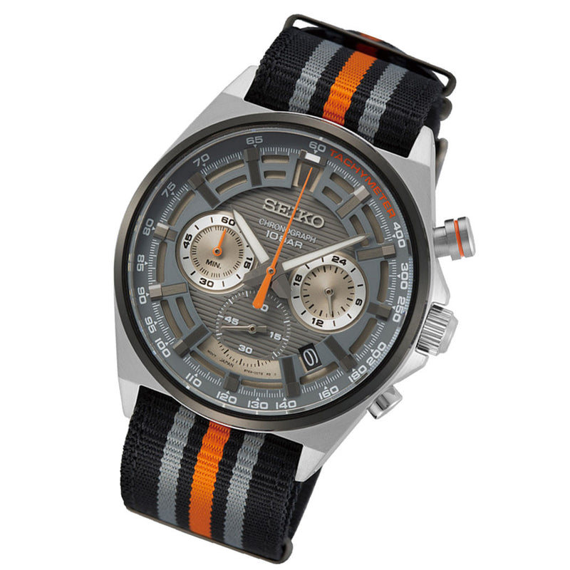 Seiko Quartz Chronograph with 60-minute timer, stop-watch style pusher and a 24-hour sub-dial  #SSB403