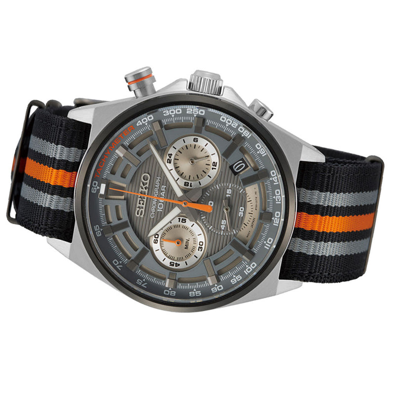 Seiko Quartz Chronograph with 60-minute timer, stop-watch style pusher and a 24-hour sub-dial  #SSB403