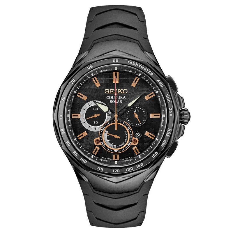 Seiko Coutura Solar Powered Chronograph with PVD Case, Sapphire Crystal #SSC811