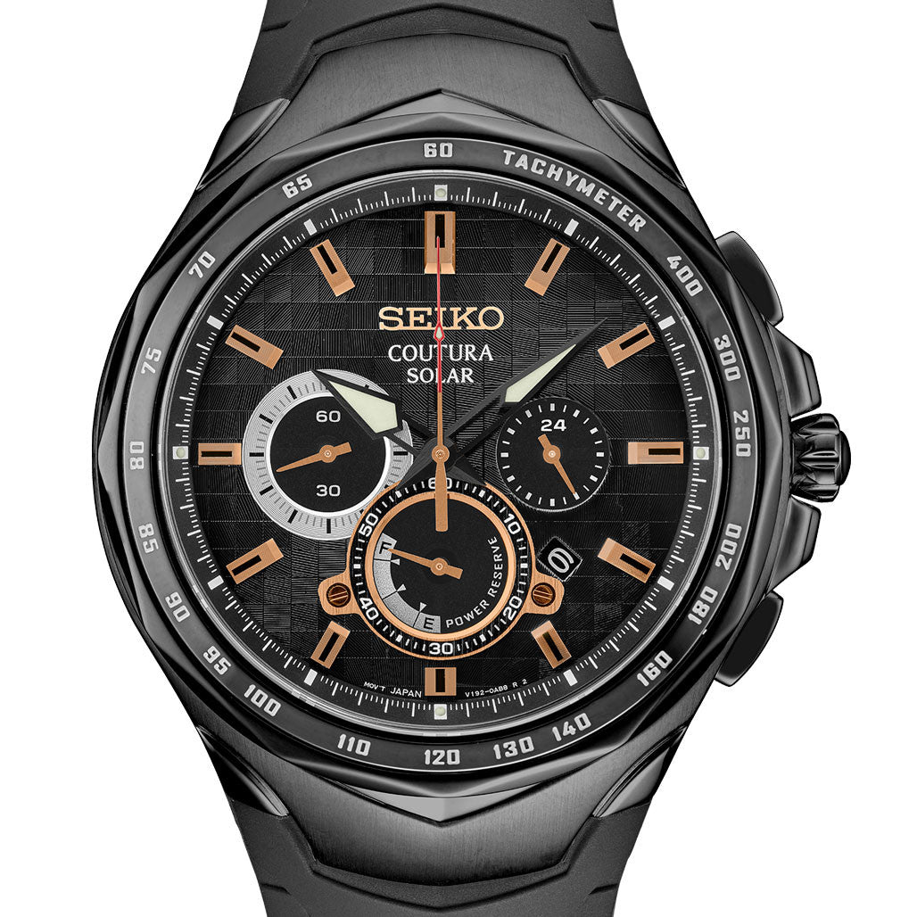 Seiko Coutura Solar Powered Chronograph with PVD Case, Sapphire