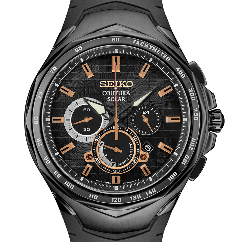 Seiko Coutura Solar Powered Chronograph with PVD Case, Sapphire Crystal #SSC811