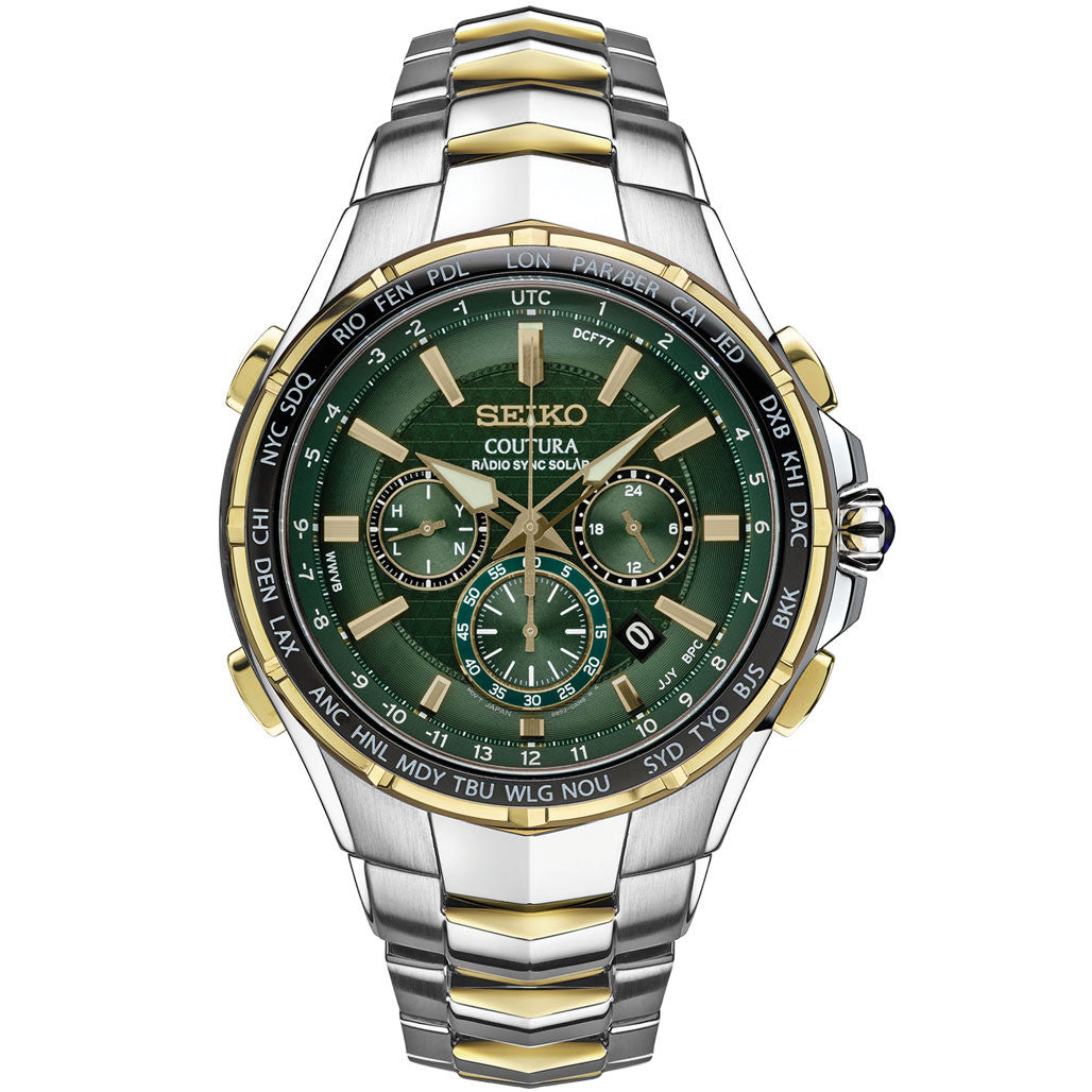 Seiko Coutura Radio Sync Solar Chronograph Two-Tone Mens Watch
