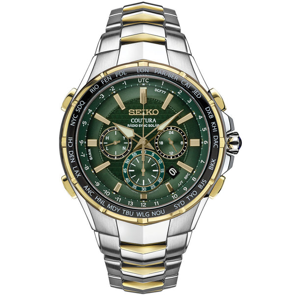 Seiko Coutura Radio Sync Solar Chronograph Two-Tone Mens Watch