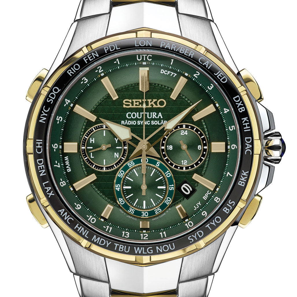 Seiko Coutura Radio Sync Solar Chronograph Two-Tone Mens Watch