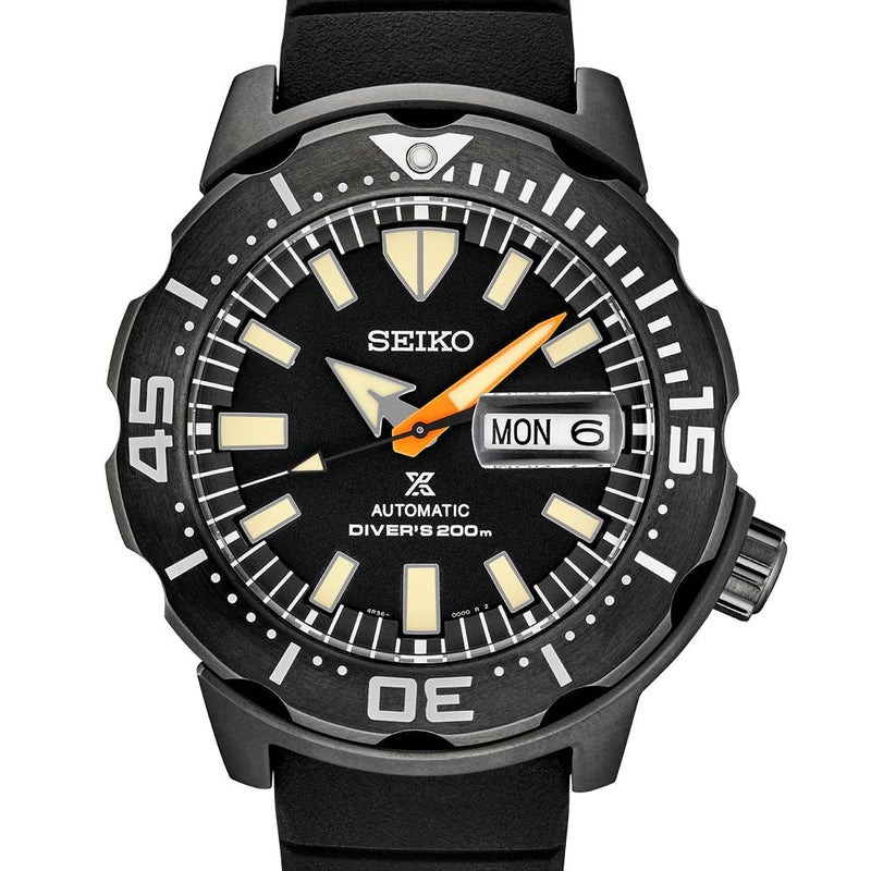 Seiko Limited Edition Black Ion Monster Automatic with Rubber Dive Strap #SRPH13