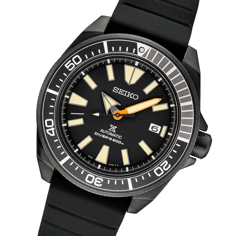 Seiko Samurai Prospex Automatic Dive Watch with Black Ion Plated Case and Rubber Dive Strap #SRPH11