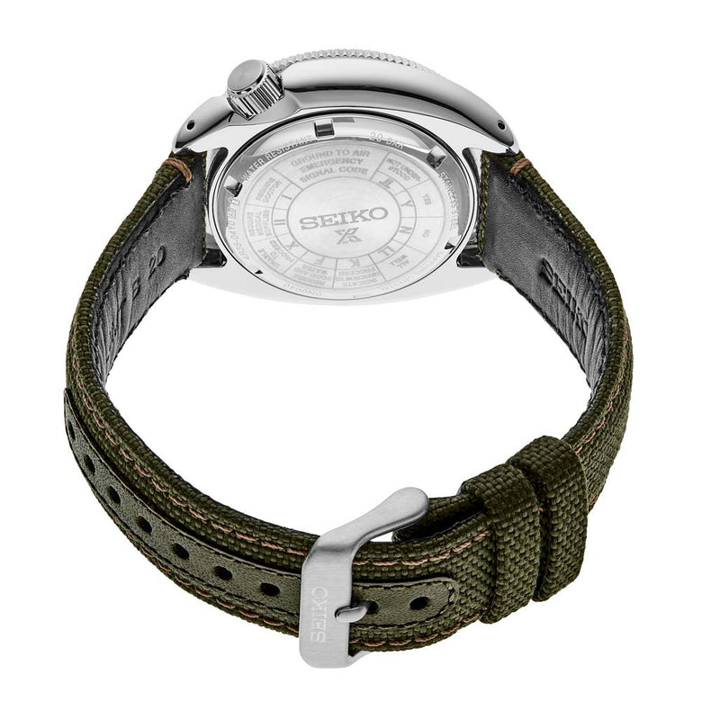 Seiko Prospex Automatic Dive Watch with Beige Dial and Olive Canvas Strap #SRPG13
