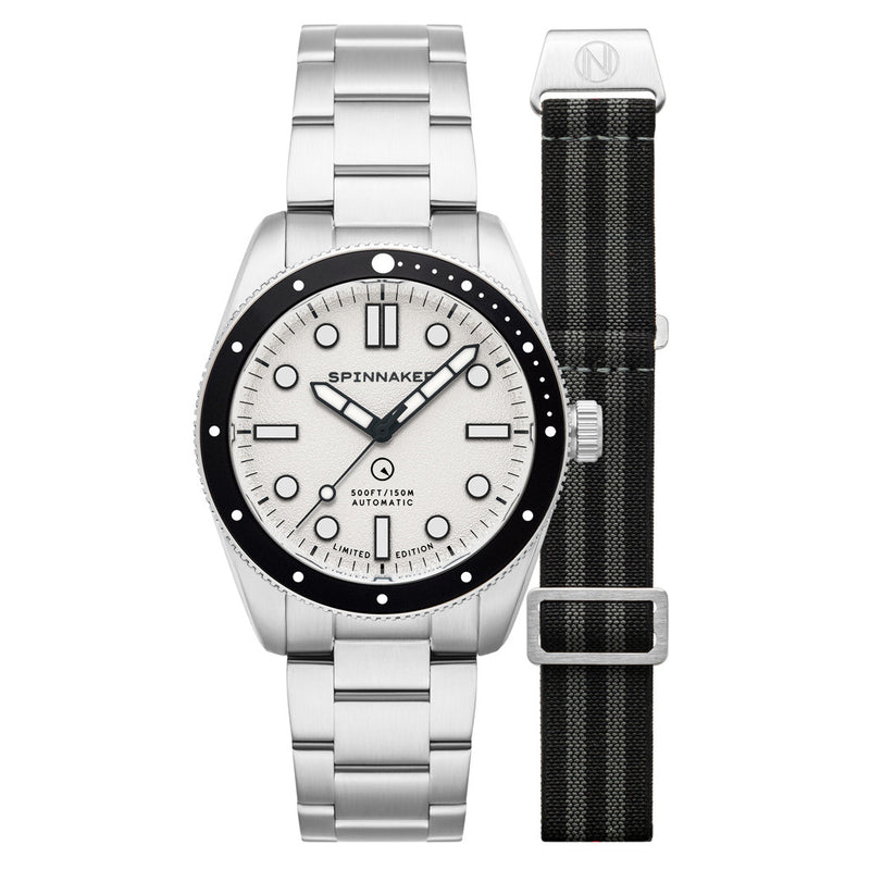 Spinnaker x Islander Croft Limited Edition Hi-Beat Watch with Sand White Dial #SP-5094-LIW33 extra strap