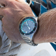 Spinnaker Hass x MCS Grey and Turqoise Dive Watch #SP-5104-11 wrist