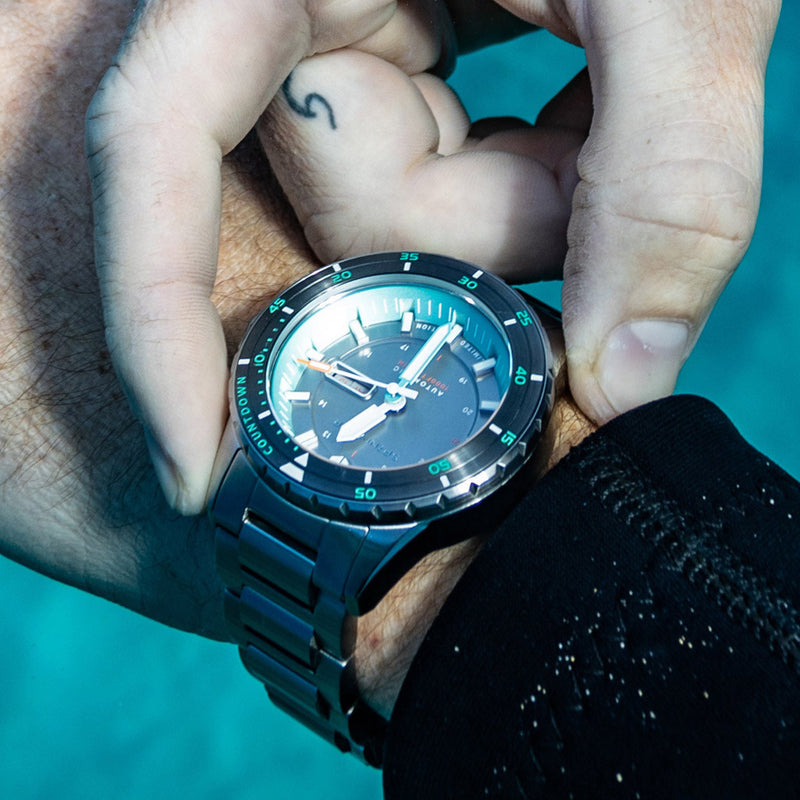 Spinnaker Hass x MCS Grey and Turqoise Dive Watch #SP-5104-11 wrist