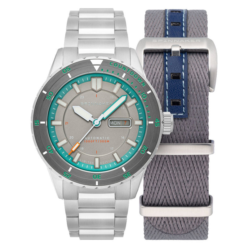 Spinnaker Hass x MCS Grey and Turqoise Dive Watch #SP-5104-11 zoom