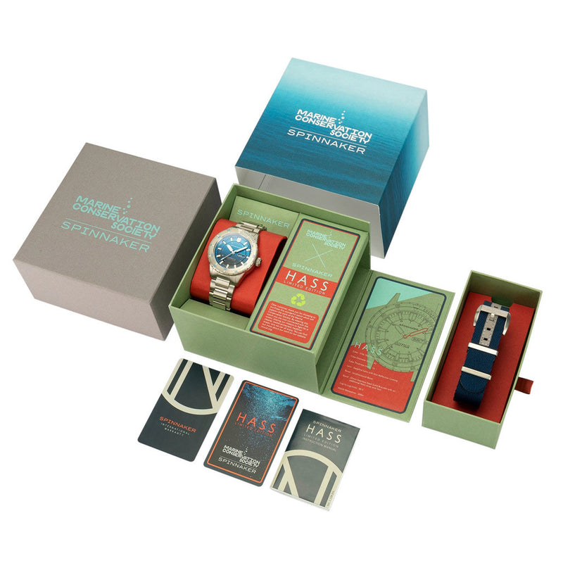 Spinnaker Hass x MCS Blue Fade Dive Watch #SP-5104-22 box