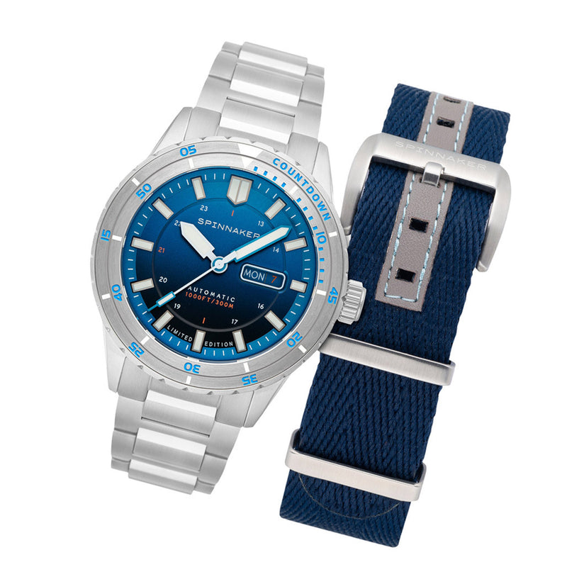 Spinnaker Hass x MCS Blue Fade Dive Watch #SP-5104-22 tilt