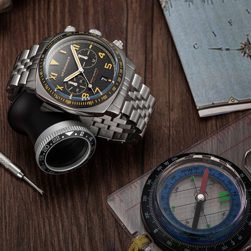 Spinnaker Hull Vintage Black California Dial Chronograph with 42mm Case #SP-5092-11