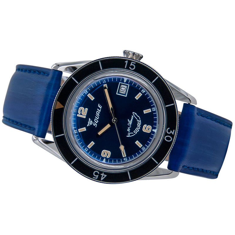 Squale 300 Meter Swiss Made Automatic Dive Watch with Blue Dial  #SUB-39BL Tilt