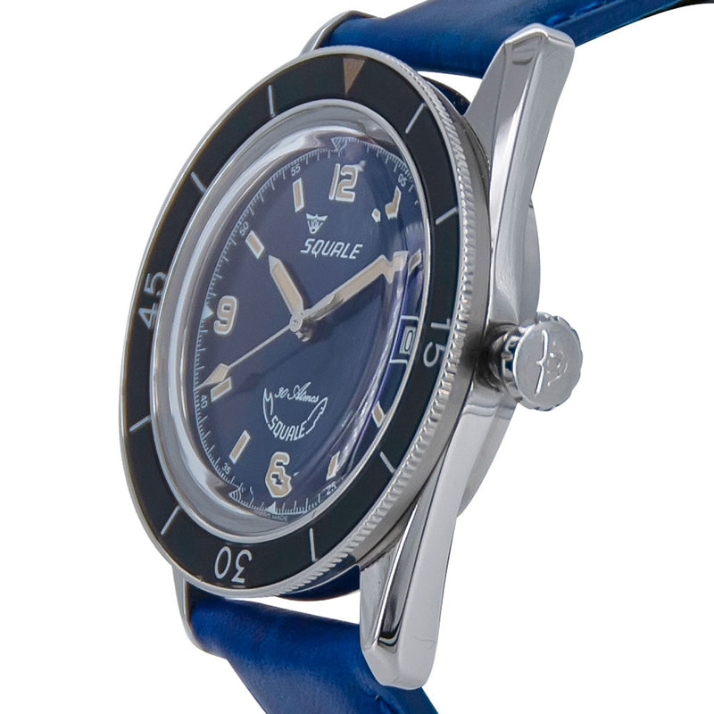 Squale 300 Meter Swiss Made Automatic Dive Watch with Blue Dial  #SUB-39BL Crown