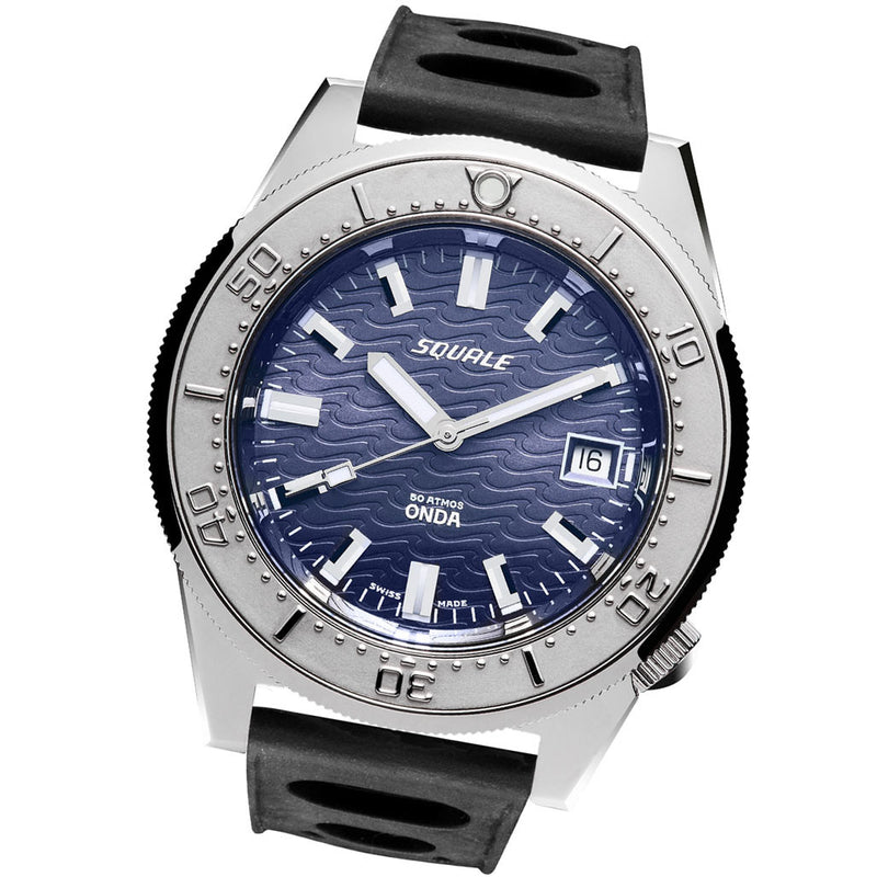 Squale 500 Meter Swiss Made Automatic Dive Watch with Blue Dial  #1521-026-Onda-B
