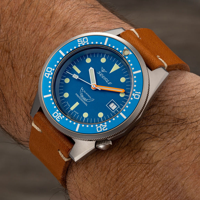 Squale 1521 Blasted Swiss Made Automatic Dive Watch with Matte Blue Dial  #1521-026M-BLR