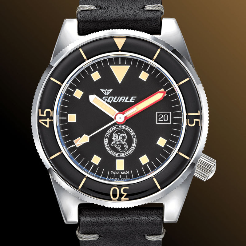 Squale Galeazzi Swiss Automatic 500 Meter Dive Watch with Helium Release Valve #1521-DRAS