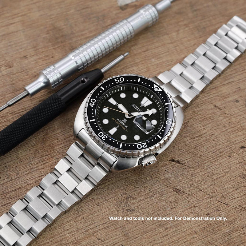 Strapcode 22mm Hexad-O "Boyer" 316L Stainless Steel Watch Band for Seiko New Turtles #SS221803B056