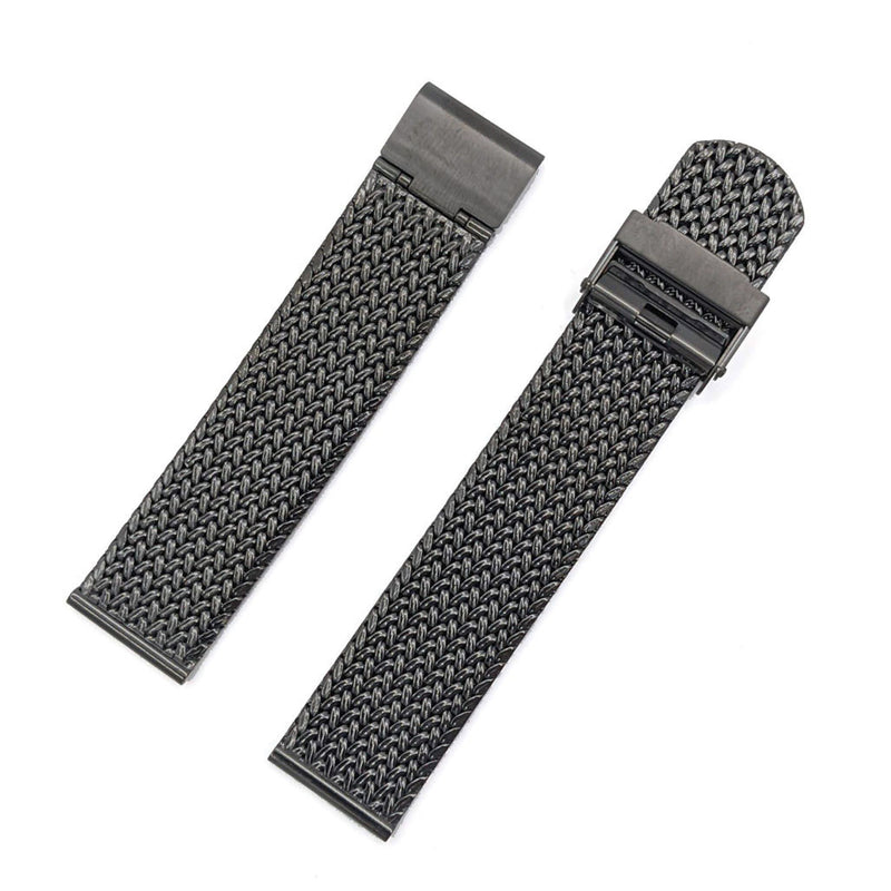 Staib 20mm Polonaise IP Black Stainless Steel Mesh Bracelet, Straight End #ST-BK-2910-20818SBL