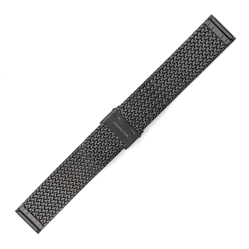 Staib 20mm Polonaise IP Black Stainless Steel Mesh Bracelet, Straight End #ST-BK-2910-20818SBL