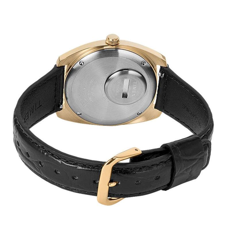 Q Timex Reissue of 1975's 38mm Goldtone Leather Strap Watch #TW2U87800ZV