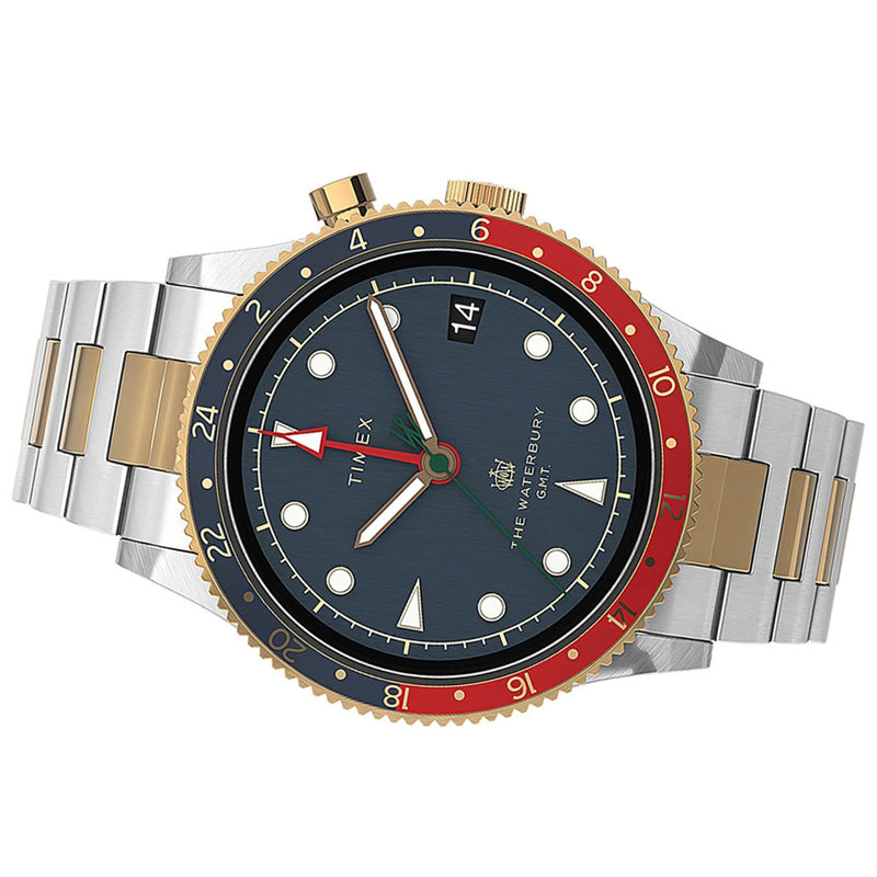 Timex 39mm Waterbury Dual-Time GMT Quartz Watch with Blue Dial #TW2U90600VQ