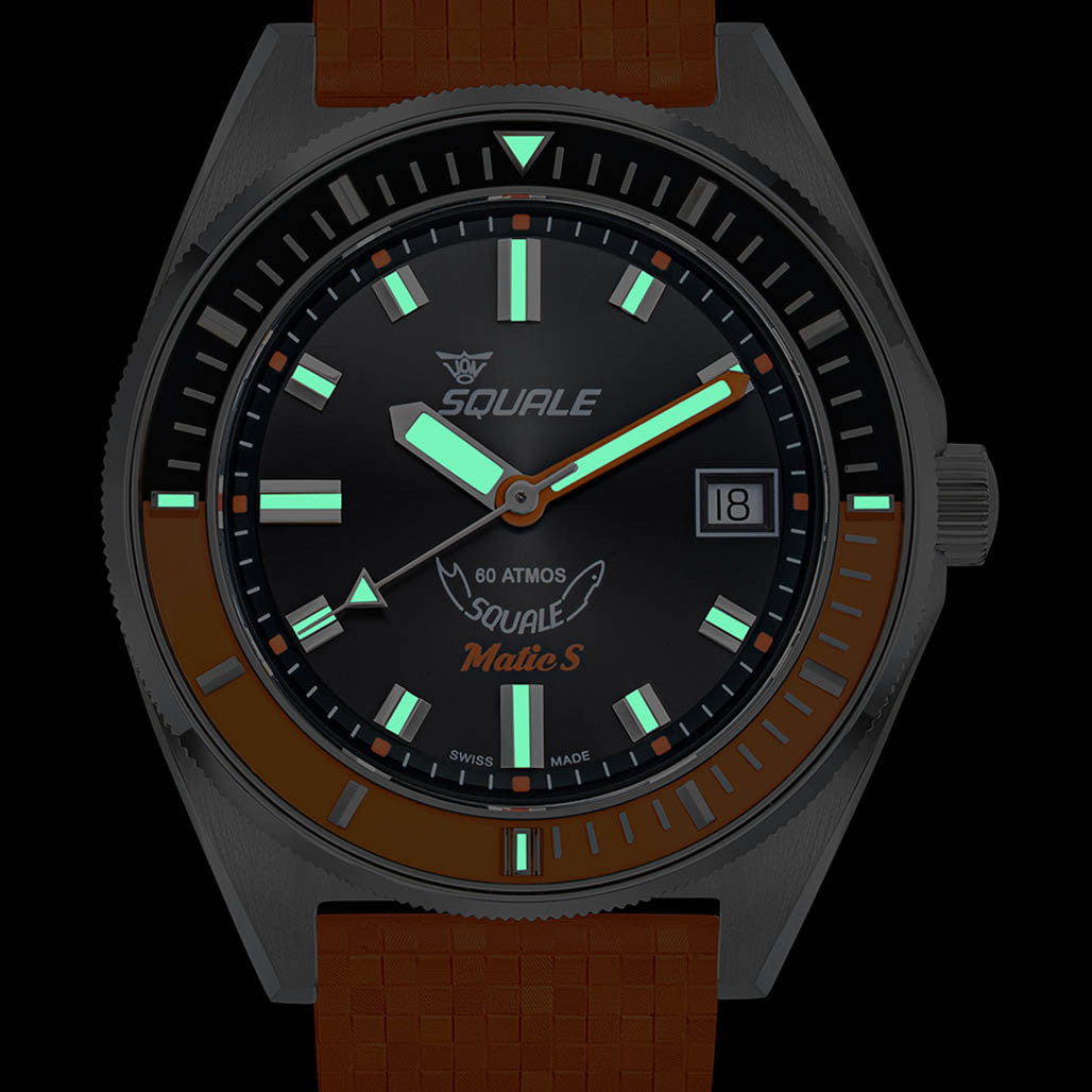 Squale Matic S Black Dial Watch with Mosaic Rubber Strap